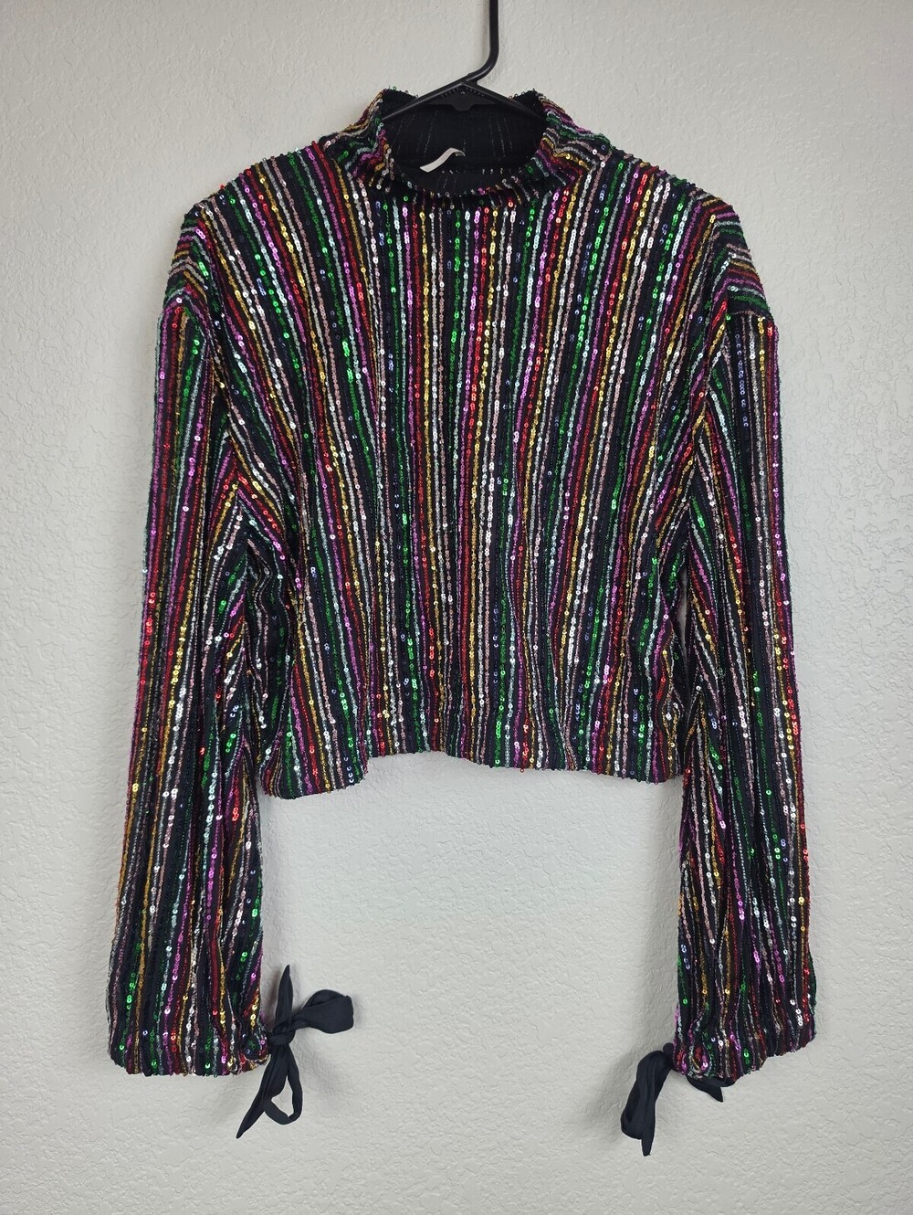 Free People Sequin Striped Crop Top